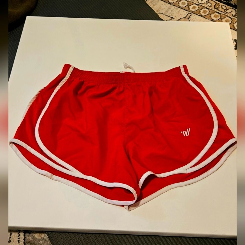 Red Athletic Shorts with White Trim